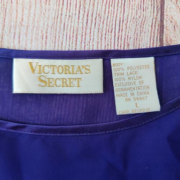 Vintage Victoria's Secret gold label lace trim sheer PJ top sz L - Picture 9 of 9